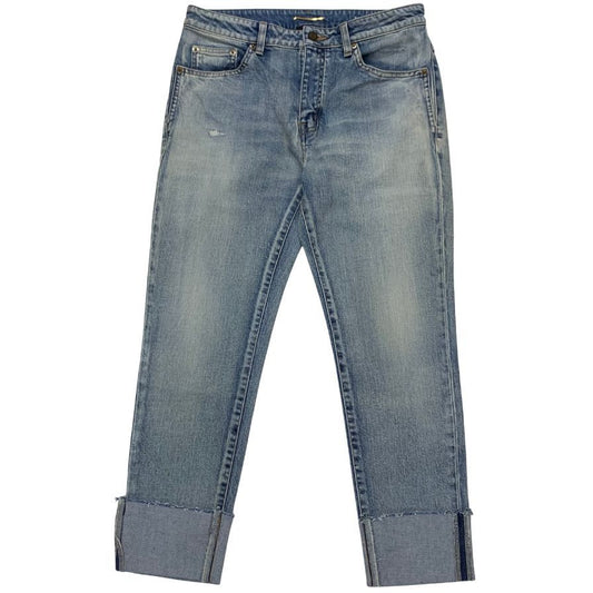 サンローランパリ 2021 デニムパンツ ビンテージ加工 日本製 D42 W/SC-MW レディース サイズ30 インディゴ SAINT LAURENT PARIS 【AFB20】