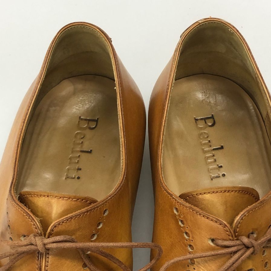 ベルルッティ レザーシューズ プレーントゥ メダリオン ライトブラウン サイズUK10 BERLUTI ビジネスシューズ 約29.0cm【LA】【中古】