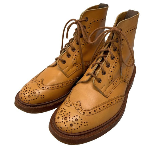 トリッカーズ カントリーブーツ M2508 モールトン カーフ メンズ サイズ7ハーフ ベージュ Tricker`s ブーツ 約26.5cm【LA】【中古】