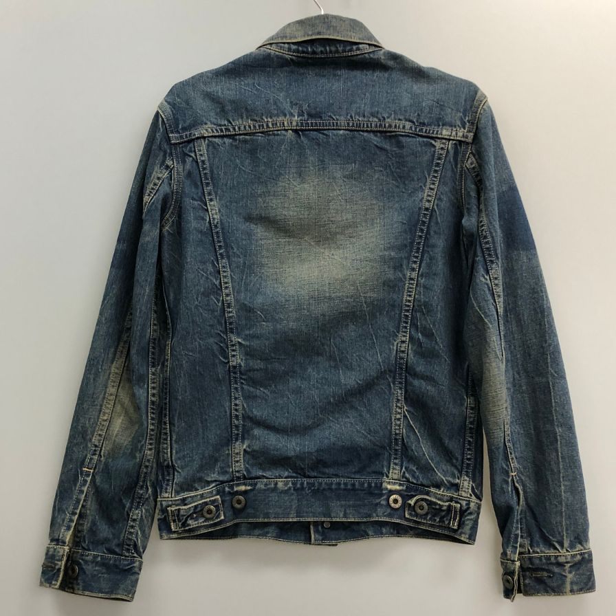 美品◆エフオービーファクトリー デニムジャケット Ｆ2206 ダメージ加工 インディゴ サイズＳ FOB FACTORY 【AFB6】