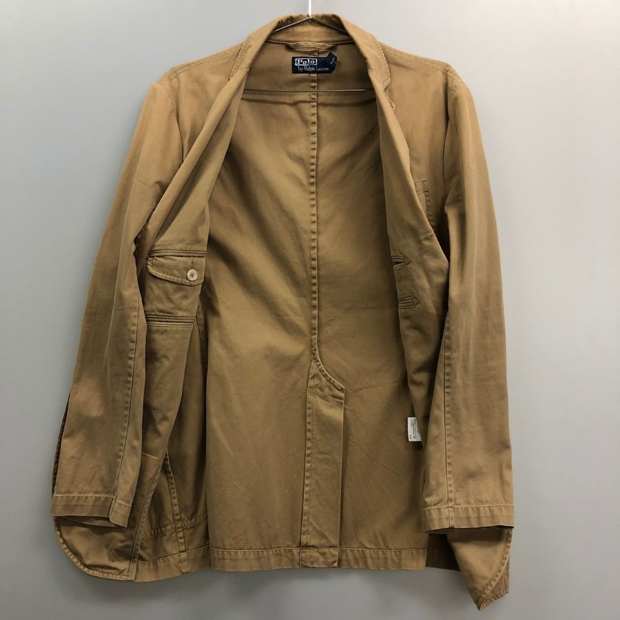 中古◆ポロラルフローレン テーラードジャケット 段返り 3B 90年代 オールド ベージュ メンズ サイズ36 Polo Ralph Lauren 【AFA1】