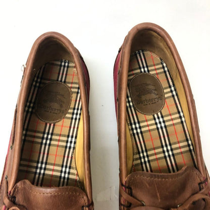 バーバリーズ シューズ デッキシューズ スリッポン レザー×ヌバック インソールノバ柄 メンズ サイズ27cmEEE ブラウン Burberrys 約27.0cm【AFD1】