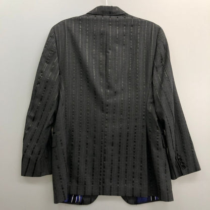 美品◆エトロ ジャケット ストライプ柄 裏地パープルストライプ メンズ サイズ不明(48相当) グレー ETRO 【AFA22】