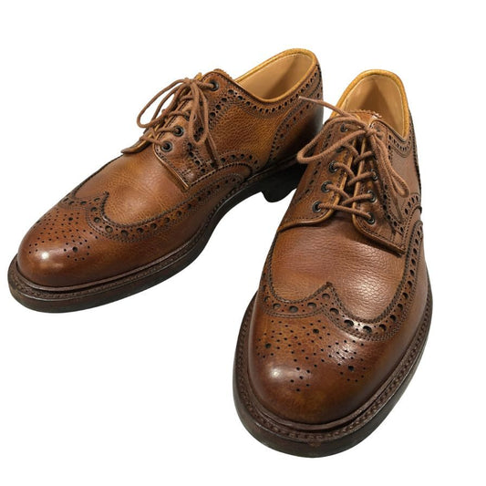 クロケットアンドジョーンズ BANGOR 別注 レザーシューズ ウィングチップ シボレザー ブラウン メンズ UK8E CROCKETT&JONES ビジネスシューズ 約26.0cm【LA】【中古】