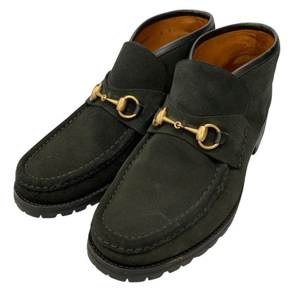 グッチ ビット ブーツ スエード ブラック UK9D メンズ イタリア製 GUCCI 約27.5cm【AFD12】