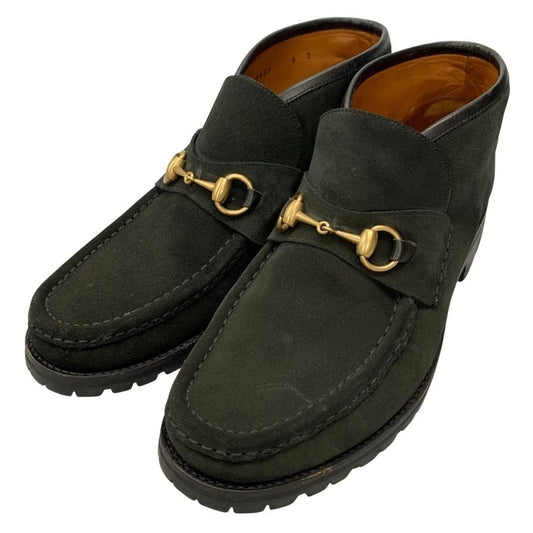 グッチ ビット ブーツ スエード ブラック UK9D メンズ イタリア製 GUCCI 約27.5cm【AFD12】