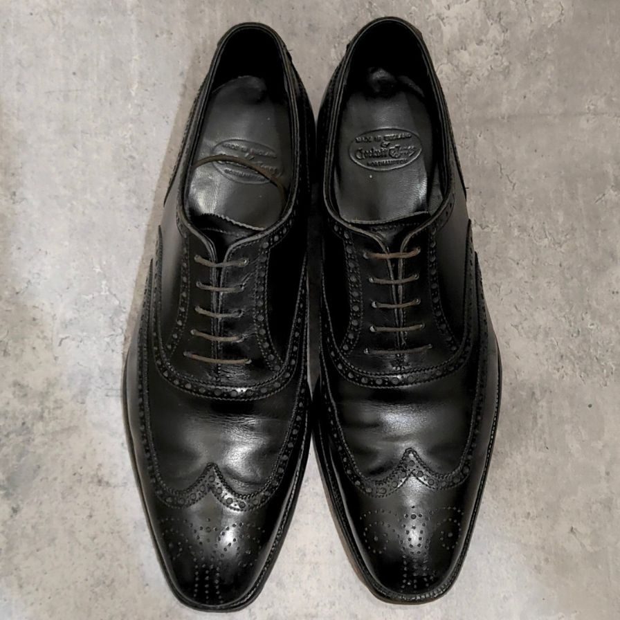 ジョンロブ レザーシューズ エイボン パンチドキャップトゥ カーフ ブラウン 8000ラスト サイズUK6E JOHNLOBB ビジネスシューズ 約24.5cm【LA】【中古】