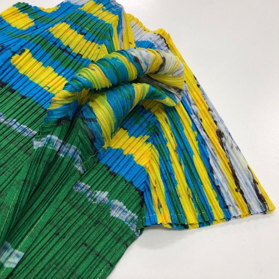 美品◆プリーツプリーズ イッセイミヤケ カットソー 総柄 マルチカラー レディース サイズ3 PP21-JK683 PLEATS PLEASE ISSEY MIYAKE 【AFB10】