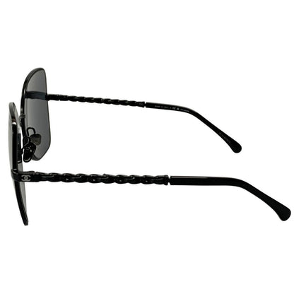 シャネル サングラス バタフライシェイプ グレーレンズ ブラック×シルバー 4274-Q 59□16 C101/T8 135 3P CHANEL【AFI13】