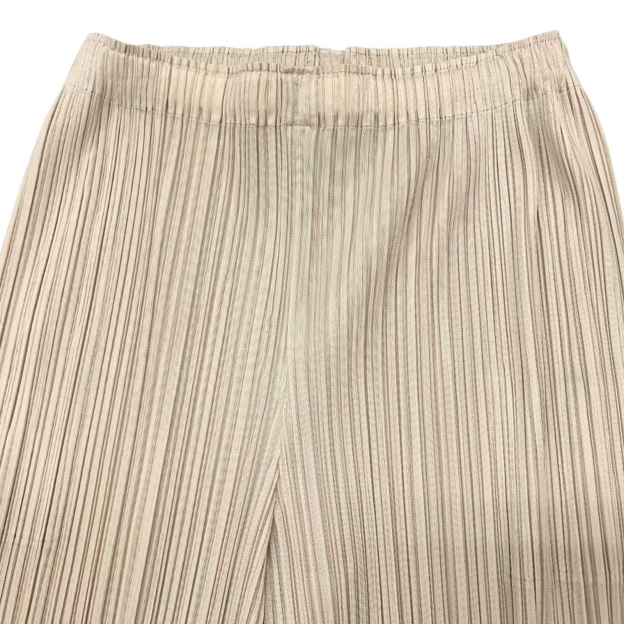 極美品◆プリーツプリーズ イッセイミヤケ パンツ PP41JF372 レディース 生成り クリーム サイズ3 PLEATS PLEASE ISSEY MIYAKE THICKER BOTTOMS 【AFB39】