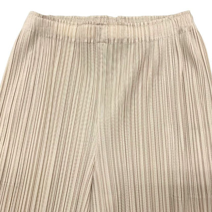 極美品◆プリーツプリーズ イッセイミヤケ パンツ PP41JF372 レディース 生成り クリーム サイズ3 PLEATS PLEASE ISSEY MIYAKE THICKER BOTTOMS 【AFB39】