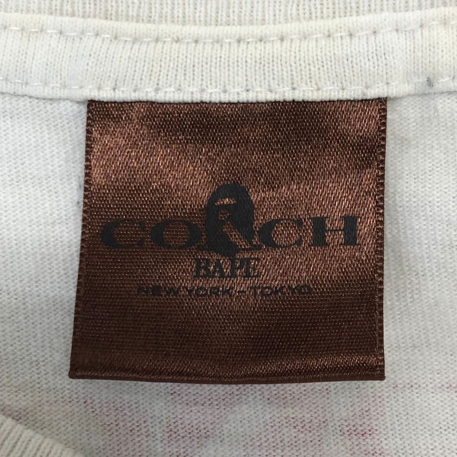 美品◆コーチ×アベイシングエイプ  半袖プリントTシャツ ホワイト サイズL メンズ COACH×A BATHING APE 【AFB46】