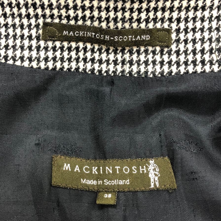 美品◆マッキントッシュ  ダンケルド バルカラーコート ウール レーヨン  バルカラーコート ハウンドトゥース柄 グレー系 サイズ38  mackintosh 【AFB42】