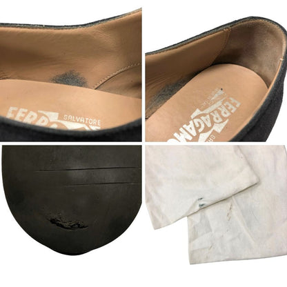 フェラガモ レザーシューズ プレーントゥ スエード ネイビー UK7.5 3E FERRAGAMO 約26.0cm【AFC32】
