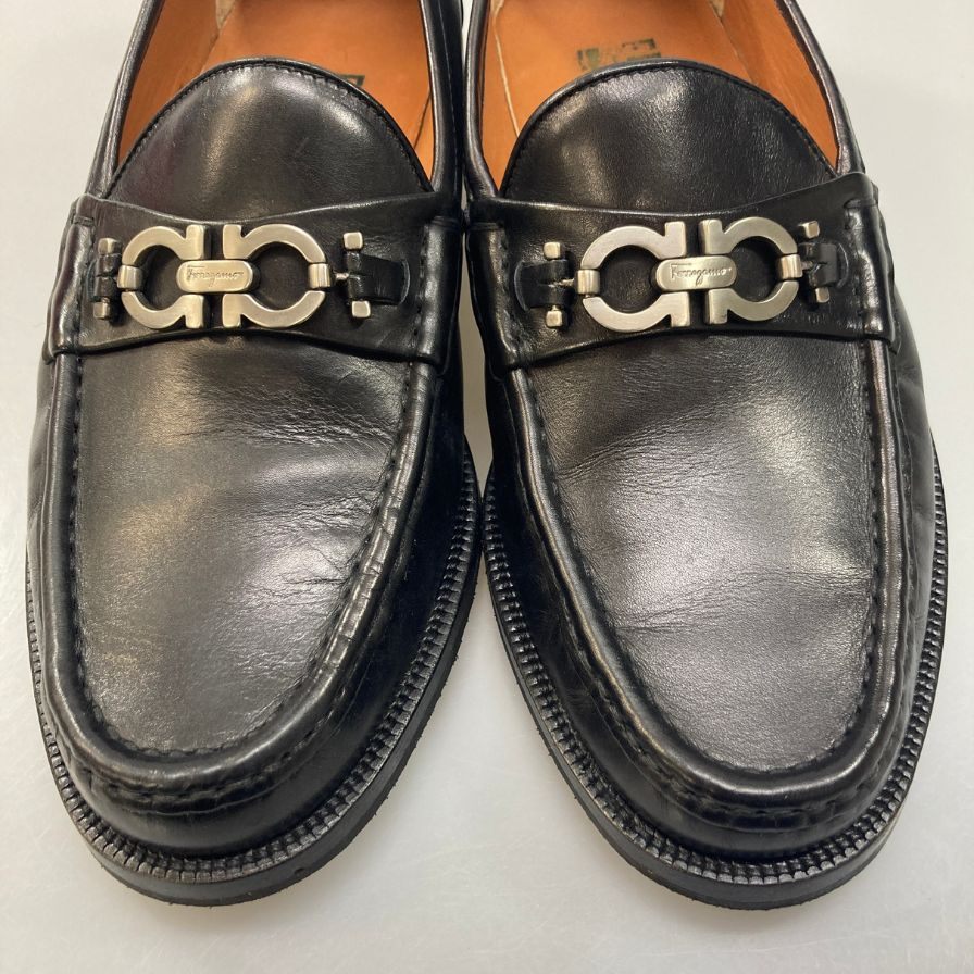 サルバトーレ フェラガモ ローファー ビットローファー ガンチーニ ブラック メンズ サイズ7 Salvatore Ferragamo 約25.0cm【AFC43】