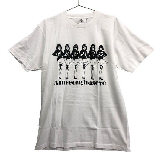 極美品◆トレイター× 千葉雄喜 Ｔシャツ デザイン アニョハセヨ ホワイト サイズL TRAITOR × チバユウキ 【AFB29】