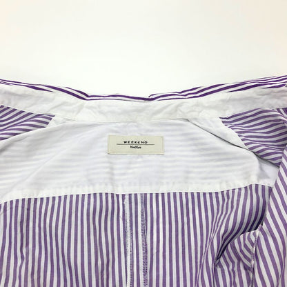 美品◆ウィークエンド マックスマーラ シャツ ストライプ コットン 長袖 ドレスシャツ パープル レディース サイズ38 WEEKEND MaxMara 【AFB34】