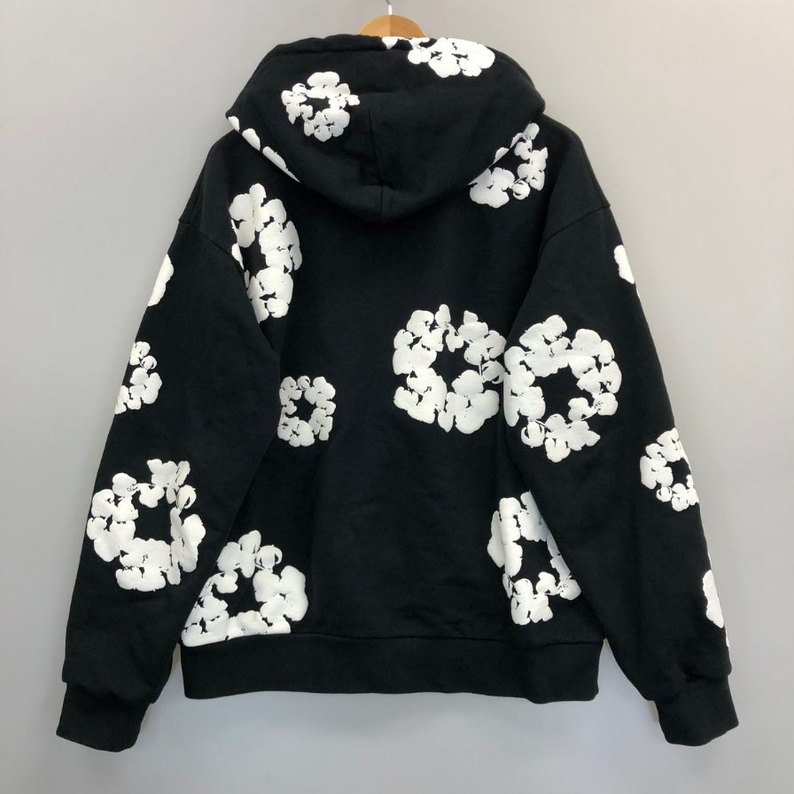 美品◆デニムティアーズ フラワープリント ジップ パーカー メンズ サイズS ブラック DENIM TEARS 【AFB4】