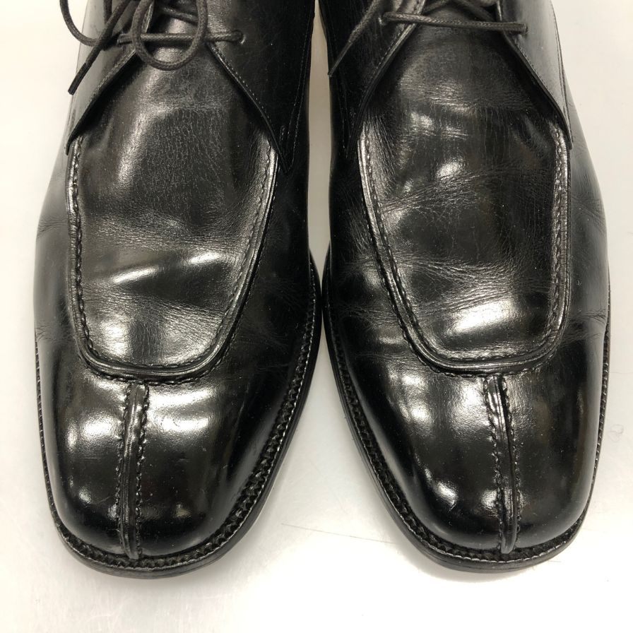 ヤンコ レザーシューズ スプリットトゥ Uチップ メンズ サイズ8 ブラック YANKO 約26.5cm【AFC47】