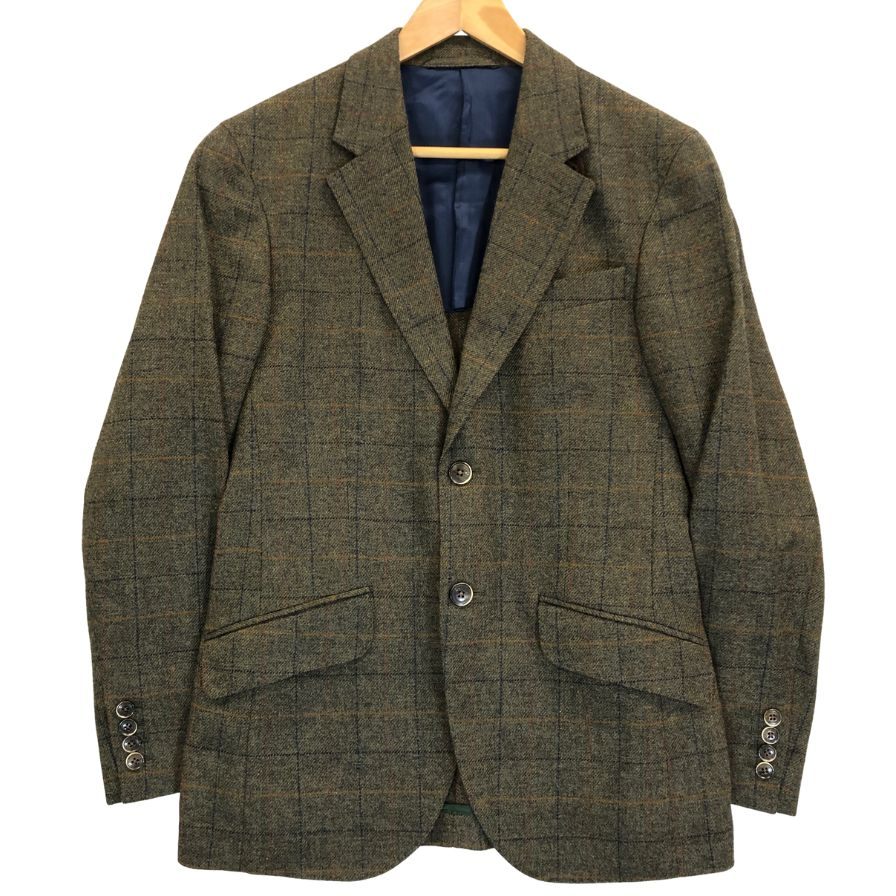 極美品◆ハケットロンドン  テーラードジャケット ウール 羊毛 チェック柄 グレー系 サイズ34R/44R HACKETT LONDON 【AFA1】