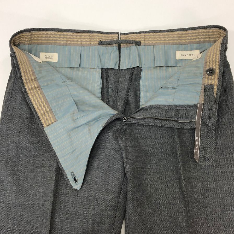 インコテックス パンツ スラックス ウール100% SUPER100'S SLIM FIT メンズ グレー サイズ44 Incotex 【AFB42】