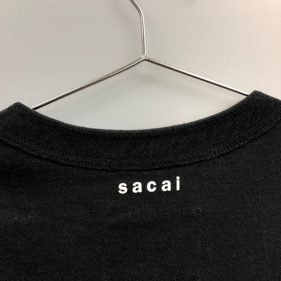 中古◆サカイ 半袖Tシャツ 刺繍ロゴポケット ブラック サイズ3 25ｰ01071S Sacai 【AFA21】