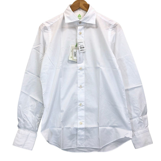 新品同様◆フィナモレ ポプリンシャツ ライトホワイト メンズ サイズS FINAMORE 【AFB18】