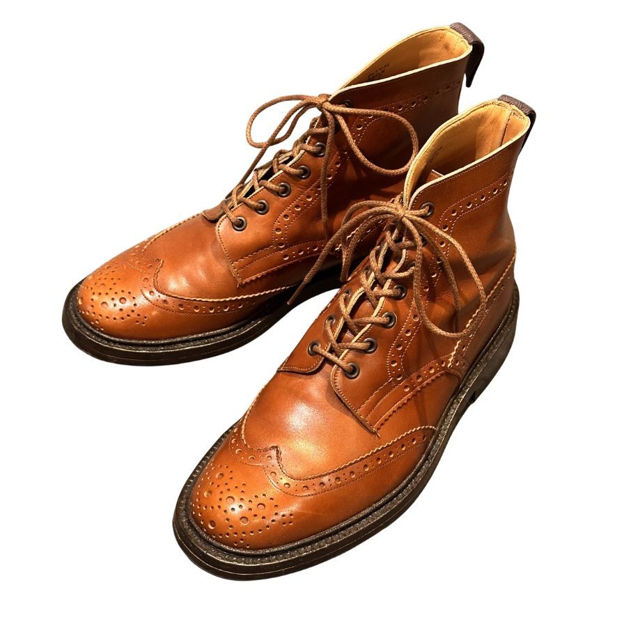 トリッカーズ カントリーブーツ M5634  ストウ カーフ アイボリー メンズ  サイズUK8.5 Tricker's ブーツ 約27.0cm【LA】【中古】