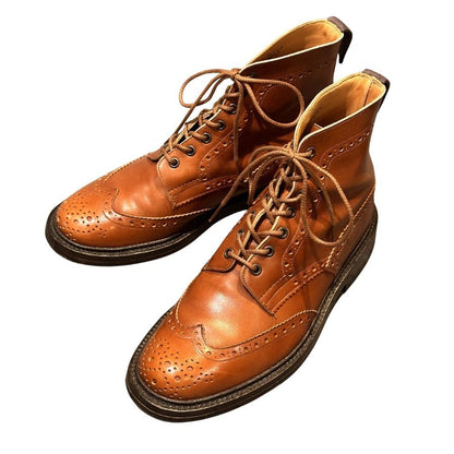 トリッカーズ カントリーブーツ M5634  ストウ カーフ アイボリー メンズ  サイズUK8.5 Tricker's ブーツ 約27.0cm【LA】【中古】