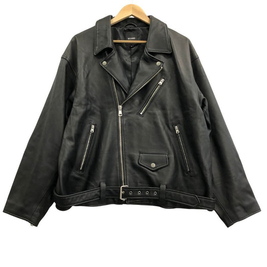 美品◆ビームス レザージャケット ダブルライダース ブラック メンズ サイズM BEAMS 【AFG1】