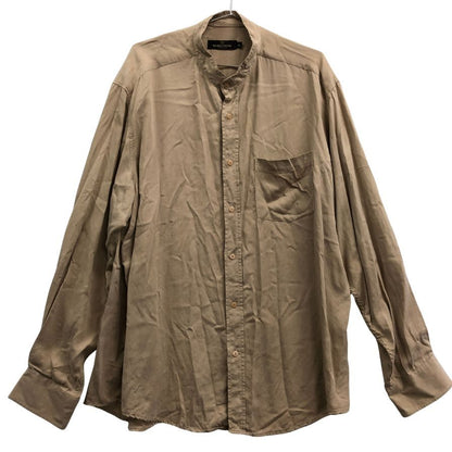 美品◆ブガッチ ウォモ バンドカラー長袖シャツ テンセル素材 メンズ サイズXL ブラウン BUGATCHI UOMO 【AFB14】