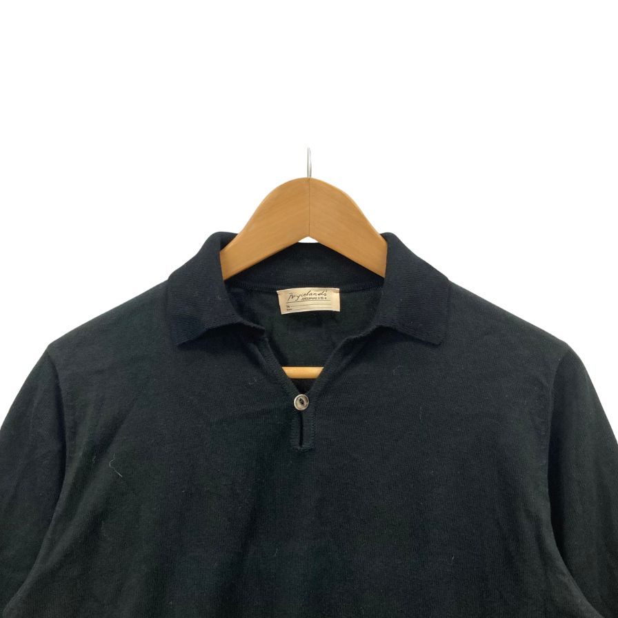 中古◆ブライスランズ ポロシャツ Cotton Short Sleeve Skipper Polo 半袖 コットン ニット スコットランド製 ブラック メンズ サイズ42 Bryceland's 【AFB36】