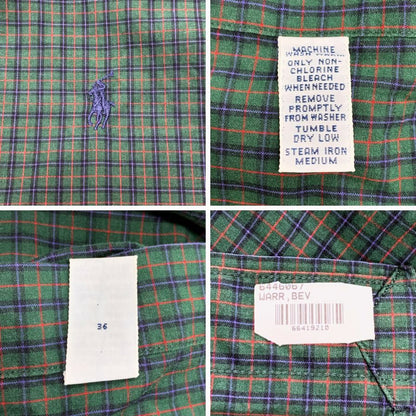 ラルフローレン 長袖シャツ ボタンダウン チェック グリーン系 メンズ サイズM Ralph Lauren【LA】