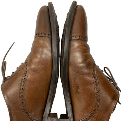 クロケット&ジョーンズ レザーシューズ セミブローグ MALTON ブラウン UK7.5 CROCKETT&JONES 約26.0cm【AFC44】