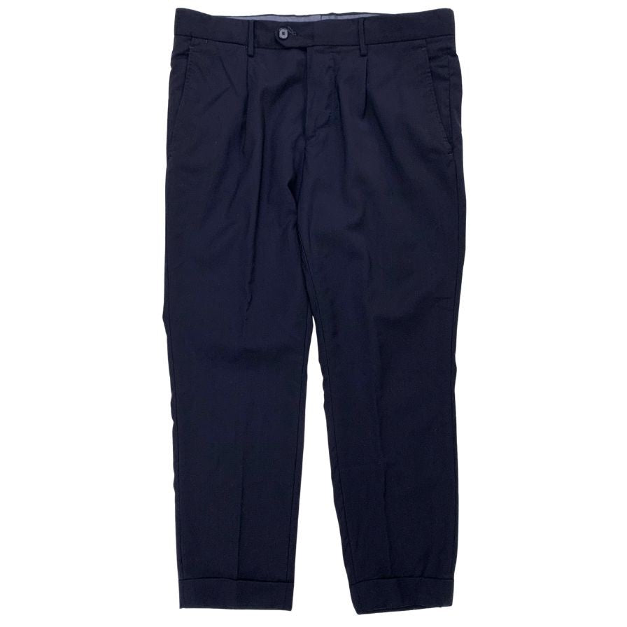 タリアトーレ スラックス パンツ ワンタック 裾ダブル仕上げ ウール 100% メンズ サイズ44 ネイビー TAGLIATORE 【AFB18】