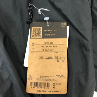 新品同様◆ザ ノース フェイス NP12665 GAR ライトレインジャケット アスファルトグレー ユニセックス サイズXL THE NORTH FACE 【AFB32】