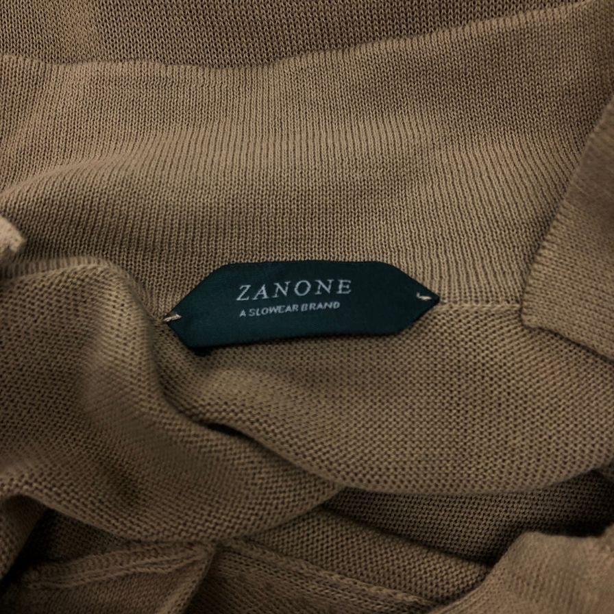 美品◆ザノーネ ニット 襟付き コットン メンズ ベージュ サイズ 48 ZANONE 【AFB17】