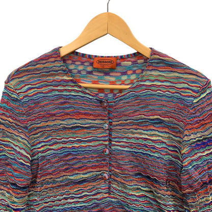 極美品◆ミッソーニ カットソー ヘンリーネック 総柄 レディース サイズ44 MISSONI 【AFB13】