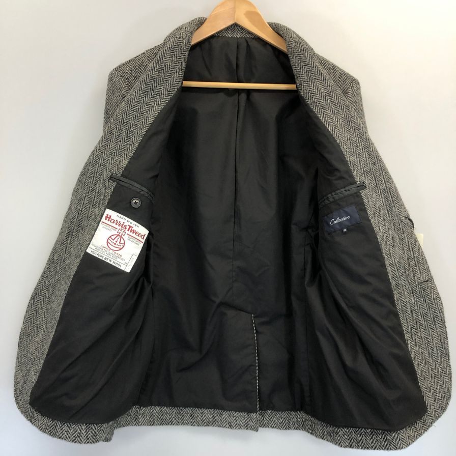 新品同様◆コレクティブ ハリスツイード テーラードジャケット ツイード ウール ヘリンボーン グレー メンズ サイズ2 Collective Harris Tweed 【AFA14】
