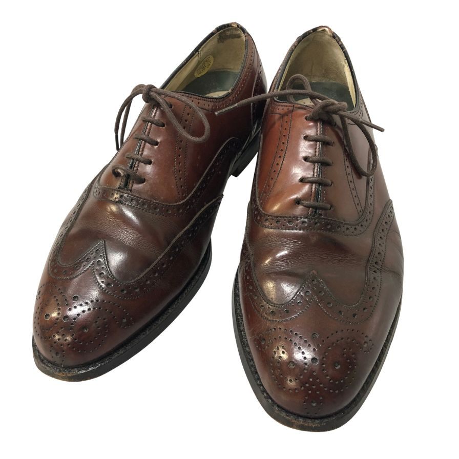 フローシャイム レザーシューズ フルブローグ ガラスレザー バーガンディ メンズ サイズ9 FLORSHEIM 約27.0cm【AFC9】