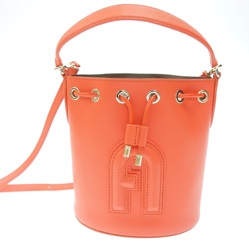 美品◆フルラ ショルダーバッグ WB00588 クリオ バケット 2way オレンジ系 レディース FURLA【AFE4】