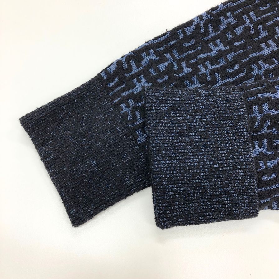 美品◆ディーゼル ニットセーター K-OBE-ZIP ジャガード 総柄 ジップ カーディガン ジャケット ネイビー メンズ サイズS DIESEL 【AFB19】
