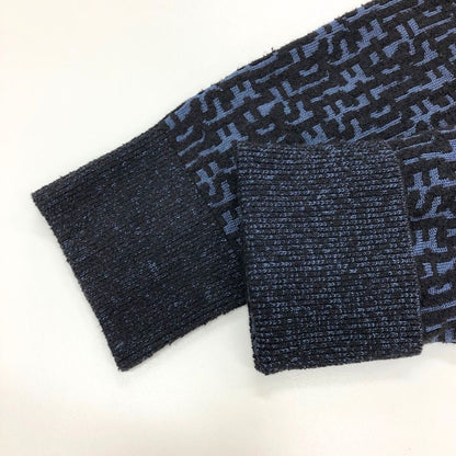 美品◆ディーゼル ニットセーター K-OBE-ZIP ジャガード 総柄 ジップ カーディガン ジャケット ネイビー メンズ サイズS DIESEL 【AFB19】