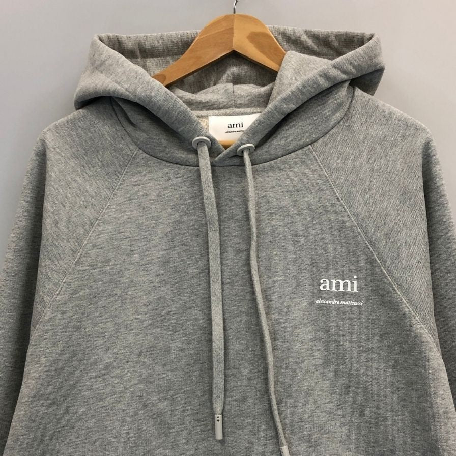 極美品◆アミ パリス  パーカ  フーディー プルオーバー USW224.747 メンズ サイズL グレー AMI PARIS 【AFB33】