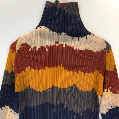 美品◆プリーツプリーズ カットソー PP53-FK352 ハイネック レディース 総柄 サイズ3 PLEATS PLEASE 【AFB5】
