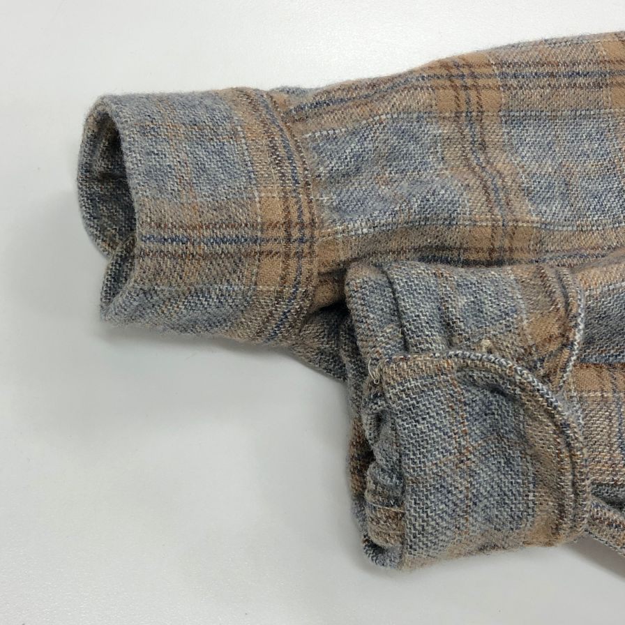中古◆ペンドルトン 70S チェックシャツ ウール ベージュ系 メンズ サイズM PENDLETON 【AFB37】