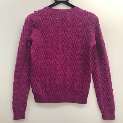 美品◆レッドバレンティノ 編みリボン×ボールラウンドネックニットセーター レディース パープル系 サイズXS RED VALENTINO 【AFA18】