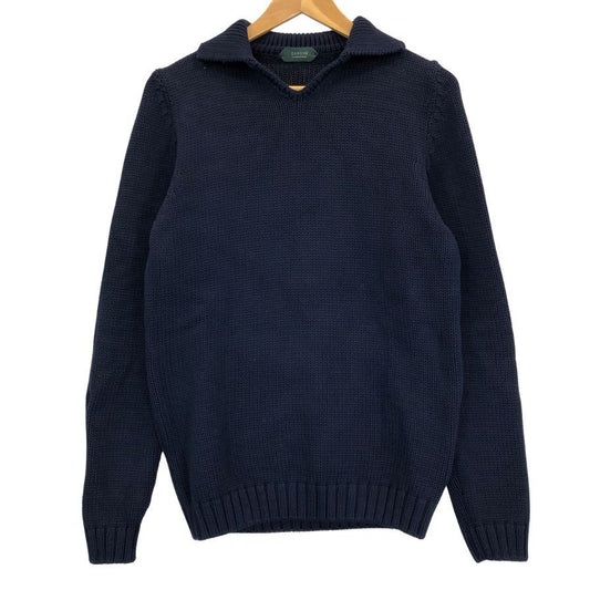 美品◆ザノーネ ニット 厚手 襟付き メンズ ネイビー サイズ50 ZANONE 【AFB28】