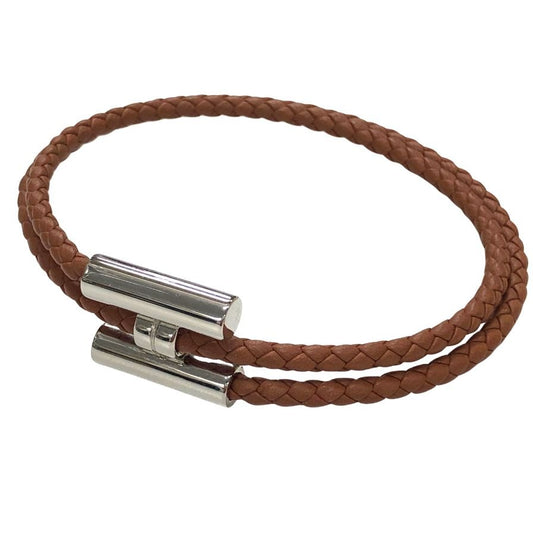 エルメス トゥルニ トレッセ レザー シルバー×ブラウン メンズ HERMES