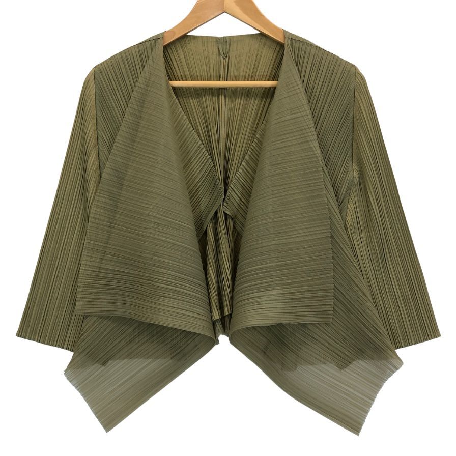 美品◆プリーツプリーズ カーディガン PP33-JO625 ポリエステル グリーン サイズ3 PLEATS PLEASE 【AFB29】